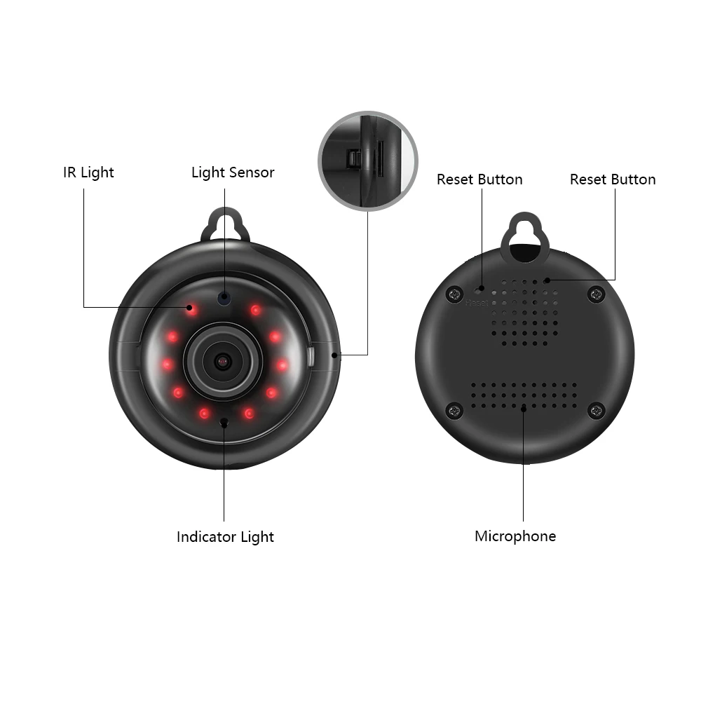 IP-Kamera, WiFi Kamera Mini Kamera med Infrarød Night Vision 2-Vejs Audio Motion Tracker CCTV P2P Home Security (Hook Type） 4