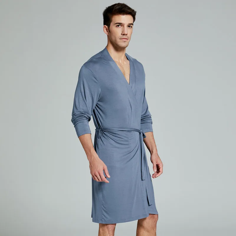 Mænd ' s Modale natkjole morgenkåbe sexet kjole Nattøj Nat Skjorte Pyjamas Loungewear 4