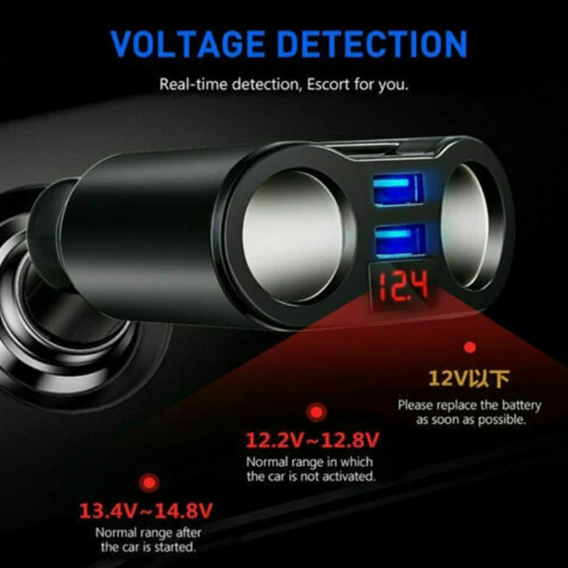 Bil Lighter Stik Splitter Stik Til Mobiltelefon, MP3-DVR SUV med LED-Dual USB Oplader Havne Adapter Auto Tilbehør 4