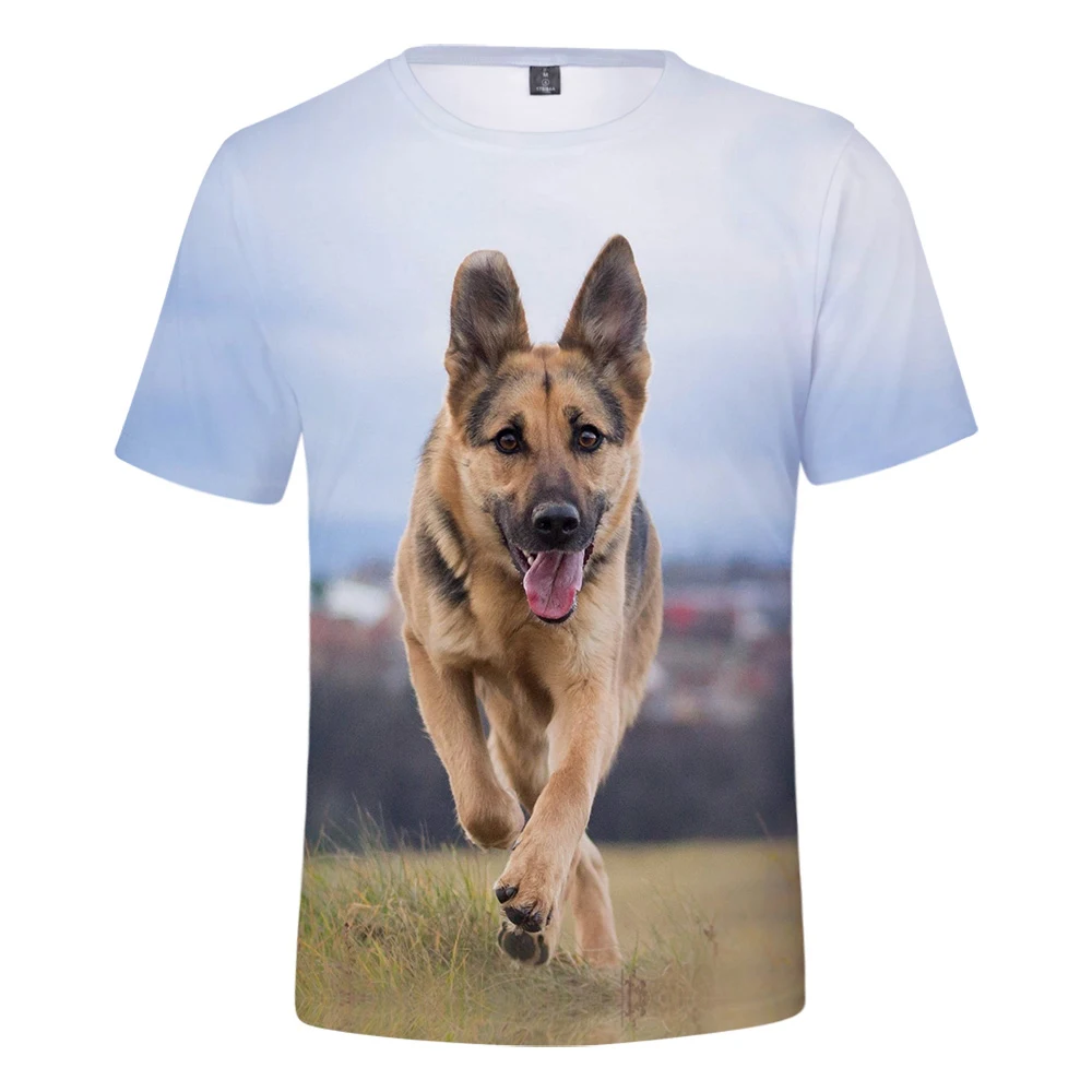 Personlighed t-shirt 3D-Print tyske Shepherd T-shirt Mænd/Kvinder Sød Hund Tøj Ung Sommer Mode tyske Shepherd T-shirt 4