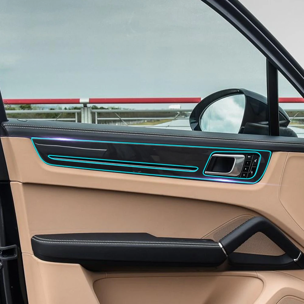 Bilen Konsol Gear Panel Clear Screen Protector Gennemsigtig beskyttelsesfilm Klistermærke til Porsche Cayenne 2018 Tilbehør 4