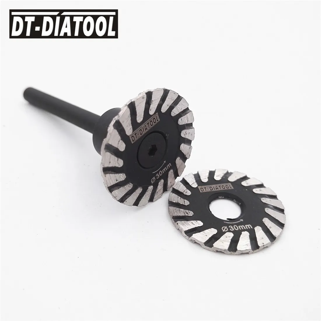 DT-DIATOOL 2stk Mini Diamond savklinge Udtagelig 6 mm Skaft Turbo svinghjul for Granit, Marmor, Sten, Beton slibeskive 4