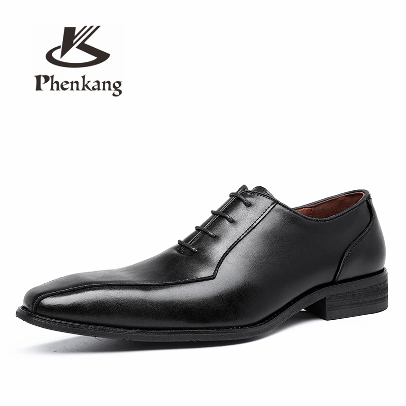 Mænd Ægte okselæder brogue bryllup Business herre casual lejligheder sko 2020 sort vintage oxford sko til mænd sko 4