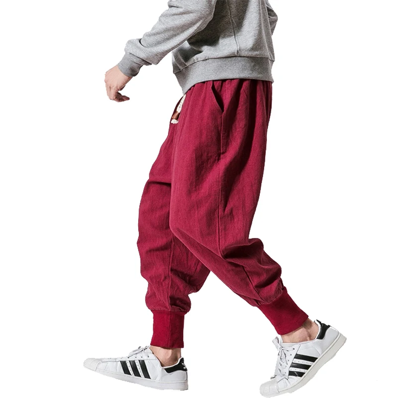 2020 Mænd Harem Bukser Japansk Casual Bomuld Solid Varme Man Jogger Bukser Kinesisk Stil Sweatpants 4