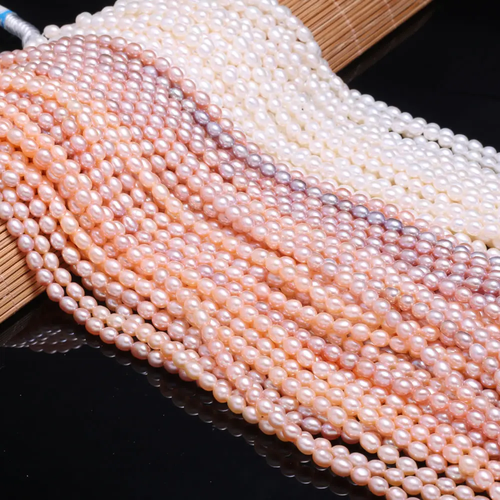 Naturlige Ferskvands Perle-Perler i Høj Kvalitet, Ris Form Punch Løse Perler til gør det selv-Elegant Halskæde Armbånd Smykker at Gøre 4-5MM 4