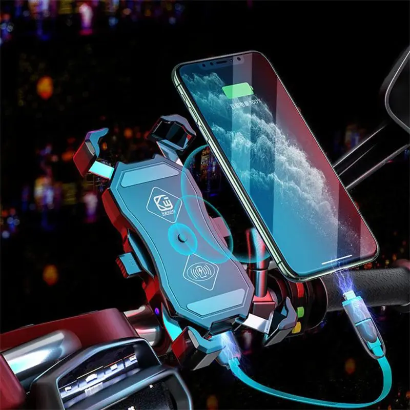 12V Motorcykel QC3.0 USB-Qi Trådløse Oplader Mount Holder Stand til Mobiltelefon 4