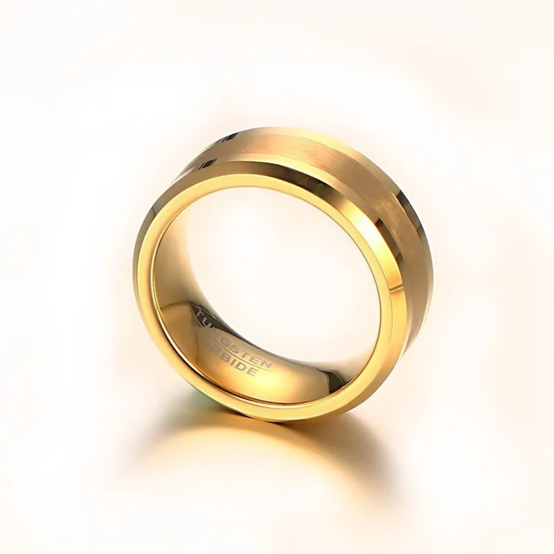 Klassisk to-tone 8mm bryllup band ægteskab ringe til mænd og kvinder, guld farve tungsten ring smykker 4