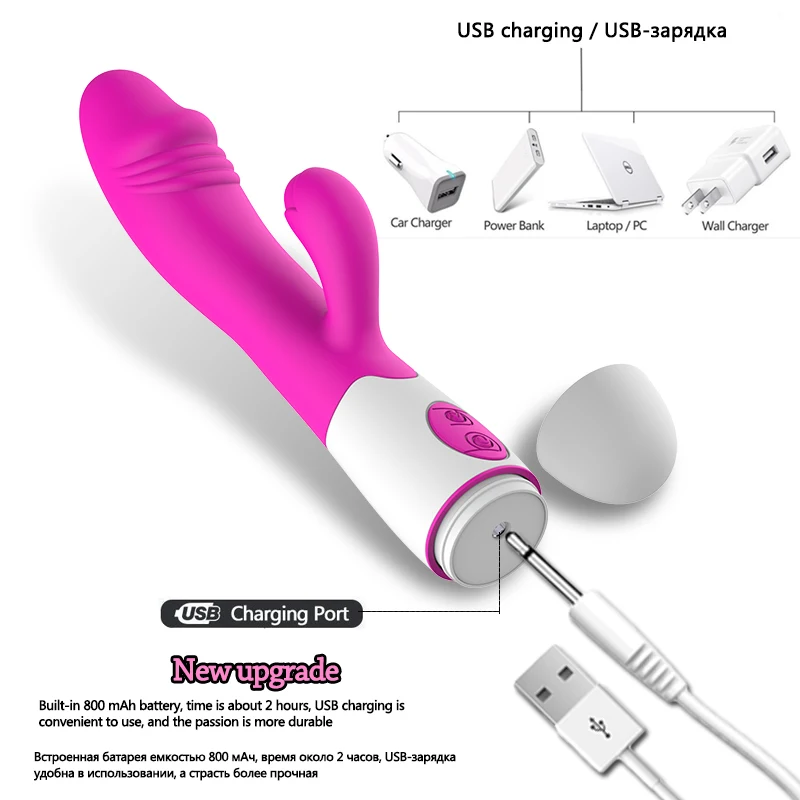USB-30 Hastigheder Rabbit Vibrator til Kvinder Vagina Dildo Vibratorer Kvindelige G-spot Klitoris Stimulator Erotisk Sex Legetøj Til Voksne Kvinder 4