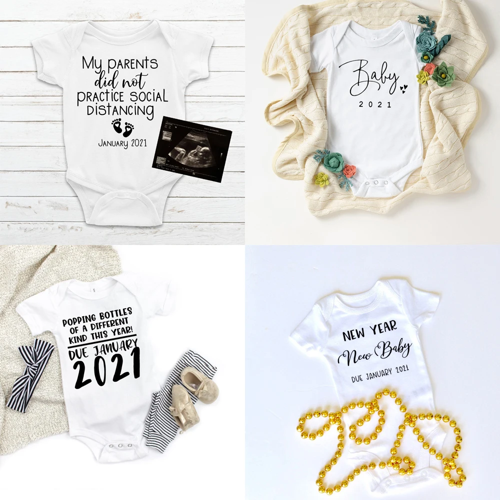 Baby Kommer Snart 2021 Onesie Simpelt Print Graviditet Meddelelse Baby Body Graviditet Afsløre Bodyer Toddler Baby Onesie 4