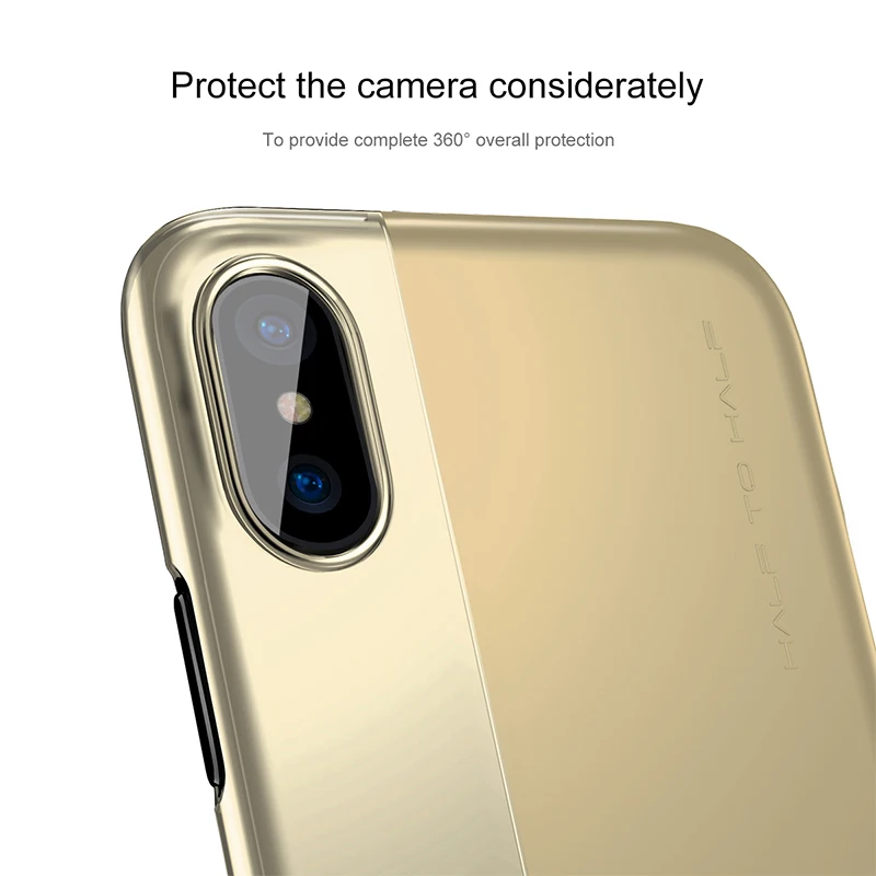 Baseus Phone Case for iPhone X Skinner Kreative Splejsning Design-Anti-fingeraftryk Beskyttelse Dække Sagen Rød Guld 4