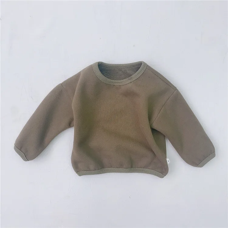 Børn ' s Casual Løs Rund Hals Plus Cashmere Sweater Neutral Skjorte Efteråret Og Vinteren 4