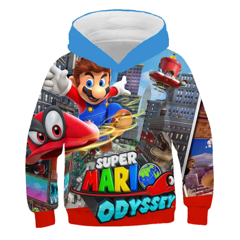 Super Mario Hot-salg Efterår og Vinter børn Børn Dreng pige hættetrøjer Drenge piger Mario tegnefilm Hættetrøjer og jakker kids sweatshirt dreng 4