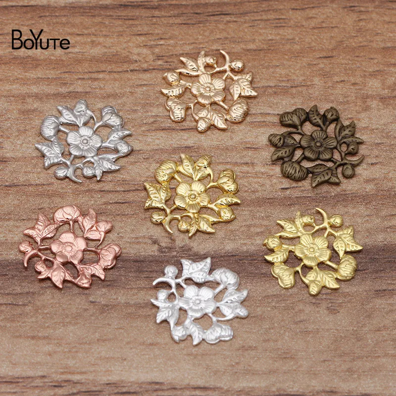 BoYuTe (200 Stykker/Masse) 15MM Metal Messing Stempling Blomst Resultater Diy Vintage Smykker at Gøre håndlavede Materialer 4