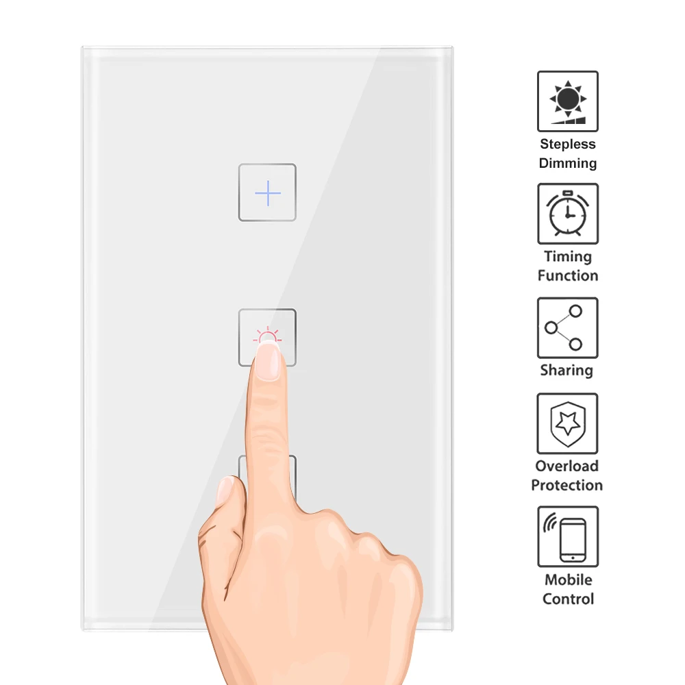 Trådløse Smart Lysdæmper I Væggen, afbryderknappen Touch Kontrol WiFi Lys Skifte Arbejde med Alexa, Google Assistent IFTTT 4