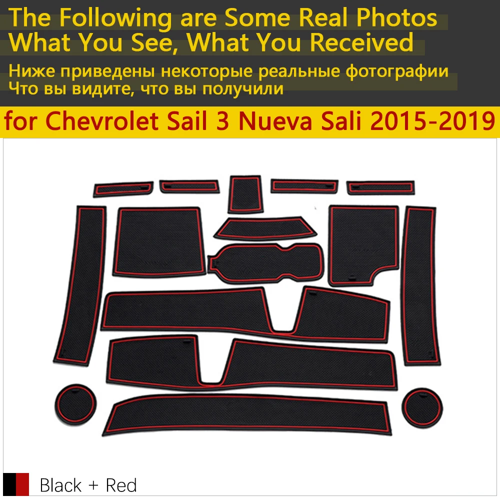 Anti-Slip Gummi Kop Pude Døren Groove Mat for Chevrolet Sejl Nye Nueva Sejle 3 ~ 2019 Tilbehør til Bilen måtte til telefonen 2018 4