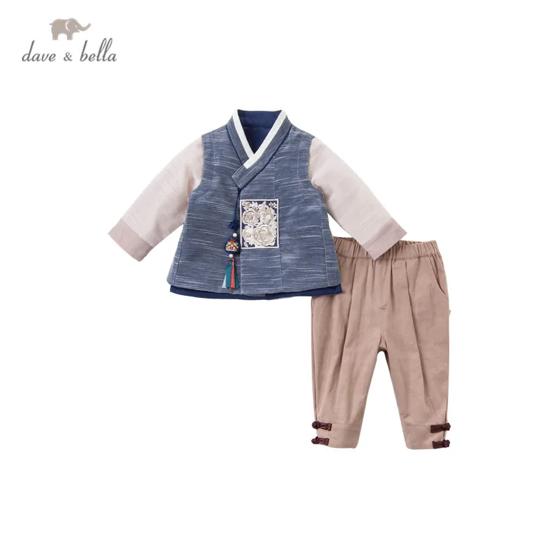DB15678 dave bella vinter-baby drenge Kinesisk stil broderi tøj sæt kids casual sæt, børn 2stk passer til 4