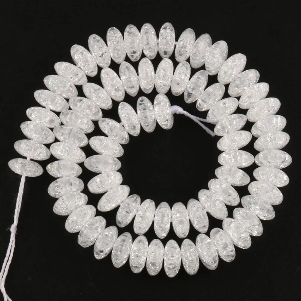 Hvide Sne Krakket Krystal Perler 6 8 10 mm Facetslebet Kvarts Rondelle Perler for Jewerley Gør DIY Armbånd Tilbehør 15