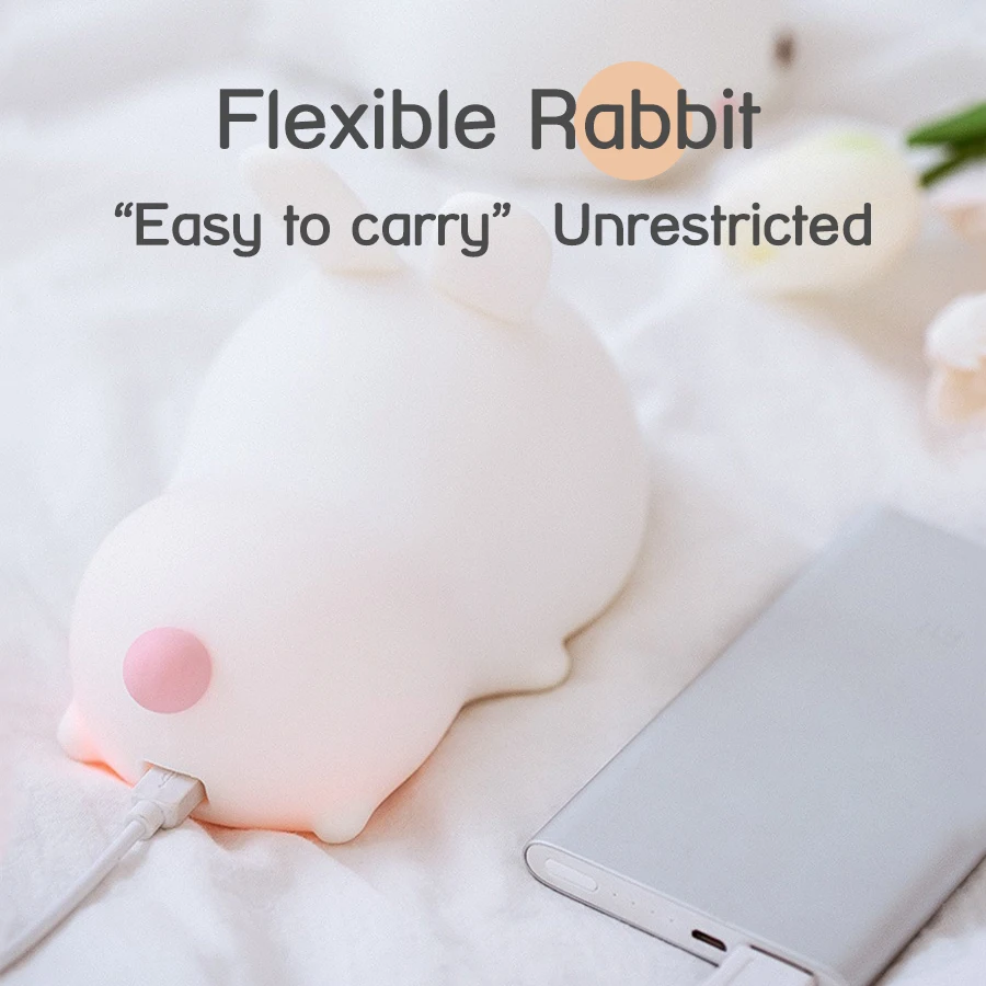 Farverige Rabbit Silikone LED Nat Lys USB-Genopladelige Baby Soveværelse Nat Lampe Touch Sensor Lys til Børn, Baby Gave 4