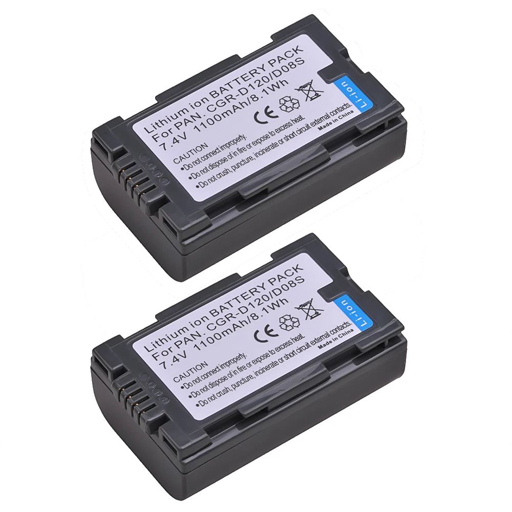 2stk ekstra Batteri Pack til CGR-D08 CGR-D08A CGR-D08A/1B, CGR-D08R CGR-D08S CGR-D110 CGR-D120 CGR-D120A PV-DBP8 PV-DBP8A Batteri 4