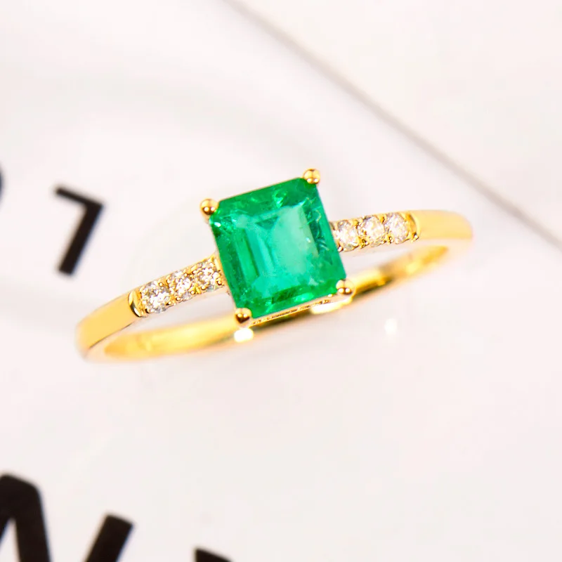BK 18k Ægte Guld 585 Ringe Naturlige Emerald 1.61 g Gul Guld-Pladsen Jubilæum Bryllup Part Luksus Fine Smykker Til Kvinder 4