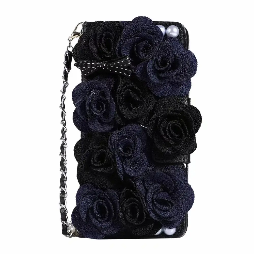 Samsung Galaxy Note 10 Plus 9 Tilfælde med Kæde Rem 3D Blomst Rose Indretning Læder Cover til Kvinder Tegnebog Taske Pung 4