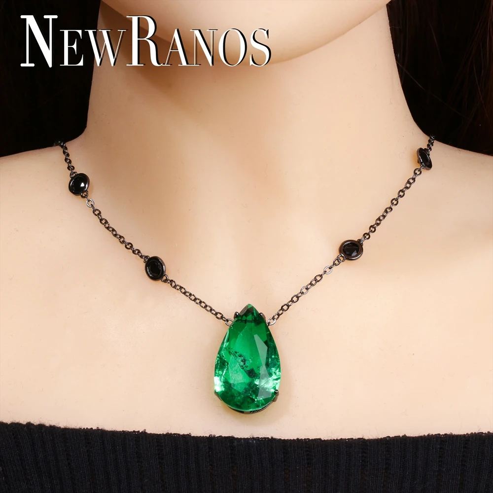 Newranos Fusion sten Halskæde Naturlige Pedra Vand Dråbe Vedhæng Cubic Zirconia Kæde til Kvinder Mode Smykker NWX0017302 4