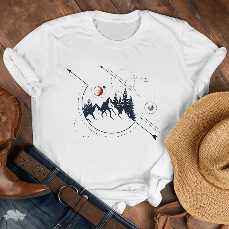 Kvinder Lady bjergvandring Camper Geometriske 90'erne Mode Shirt Tøj Dame Top Kvindelige Print T-Tshirt Tee Grafisk T-shirt 4