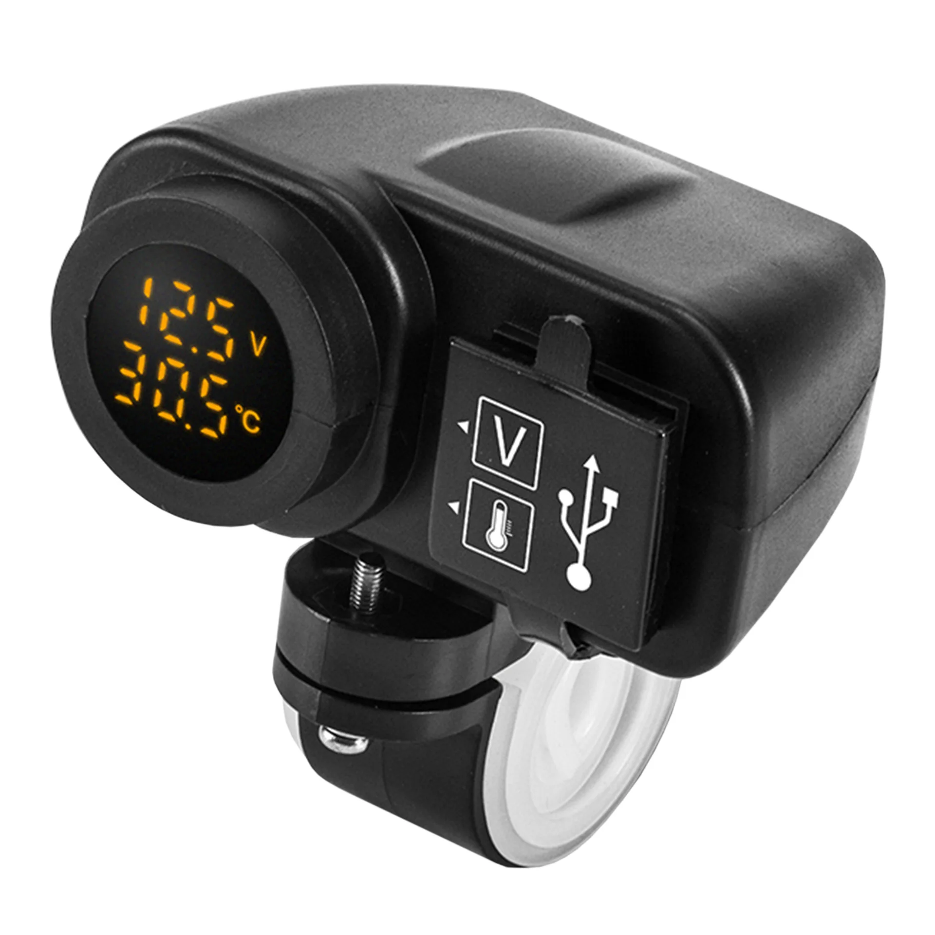 Motorcykel USB Oplader 4,2 ET LED Digitalt Display Voltmeter & Termometer 22-25 Mm Cykelstyr vandtæt, Støvtæt 4