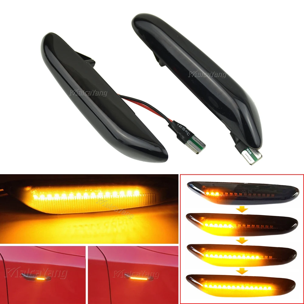 2STK Smoke Linse Dynamisk Strømmende LED-blinklys sidemarkeringslys Lys Blinklys Lampe til BMW E60 E61 E90 E91 E81 E82 E88 E46 X3 X1 4