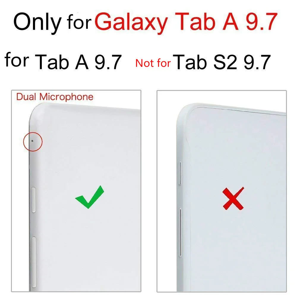 360 Graders Roterende PU Læder Flip Cover, etui Til Samsung Galaxy Tab med EN 9,7 SM-T550 T551 SM-T555 T550 TabA 9.7 Tablet Tilfælde Glas 4