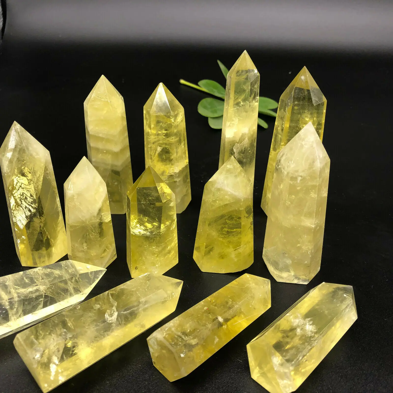Naturlig citrin krystal kvarts obelisk wand punkt healing 60-80mm 1kg 4
