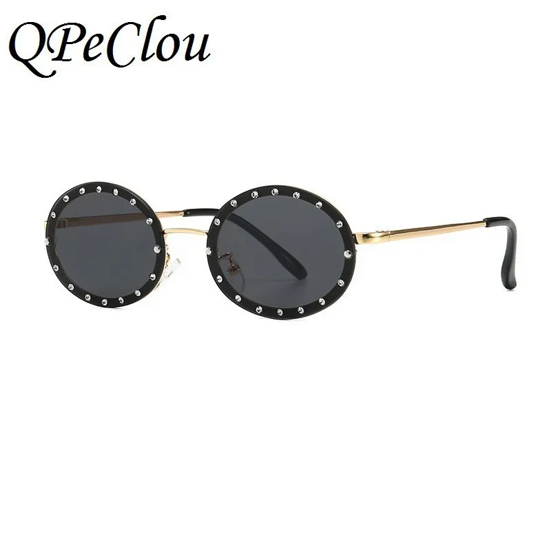 2021 Nye Vintage Metal Punk Solbriller Kvinder Mode Luksus Diamant Små Ovale solbriller Kvindelige Nuancer Oculos Feminino UV400 4
