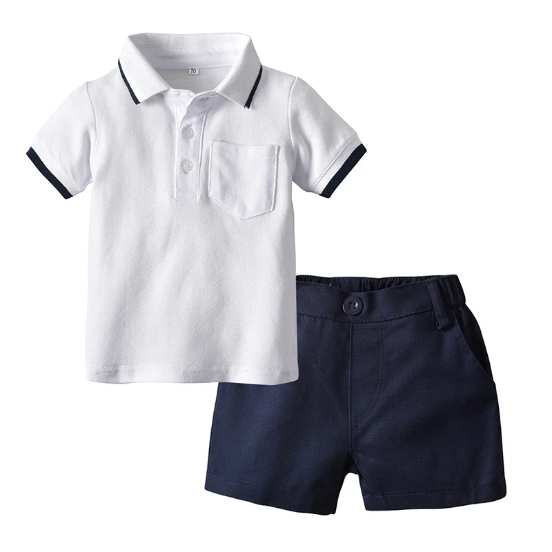 Menoea Drenge Tøj Sæt 2020 Sommer Baby Fast-Farve Tøj, der Passer Herre Skjorte, Bukser 2stk Tøj Passer Drenge Sommer Sæt 4
