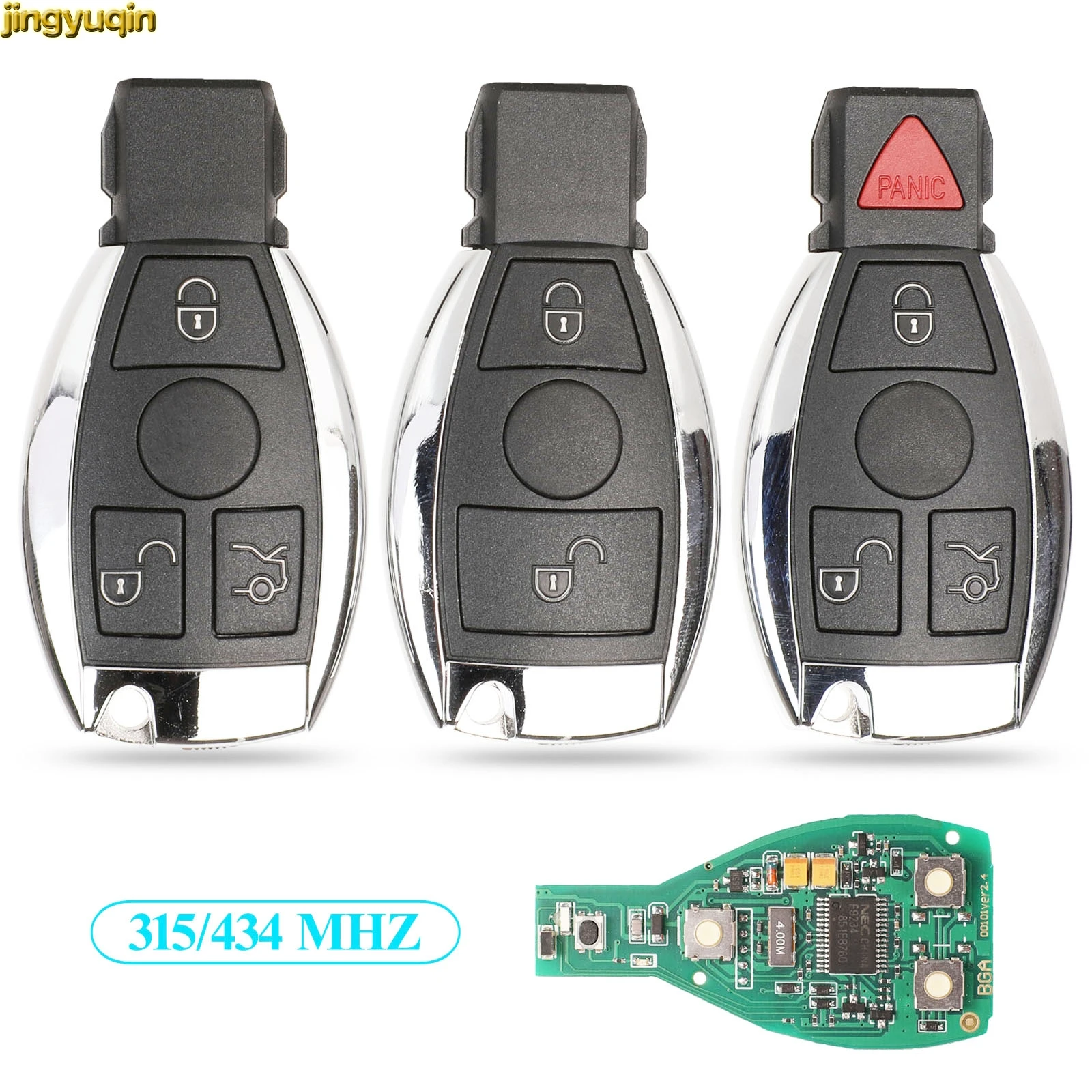 Jingyuqin Fjernstyret Bil-Tasten 315/434MHZ Til Mercedes Benz NEC BGA VÆRE År 2000 2/3/4 Knapper Smart Key Controller 4