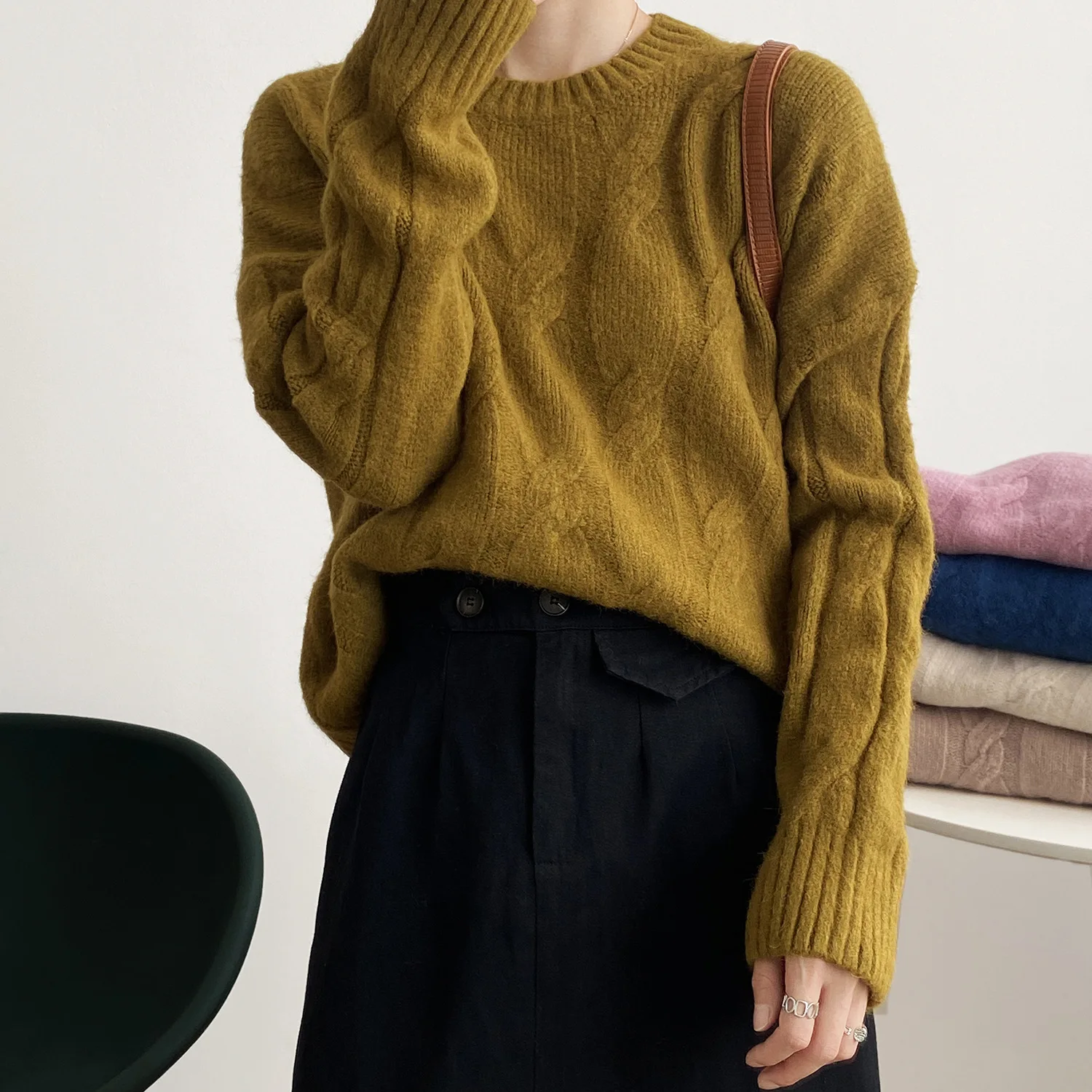 Tiwst Sweater Koreansk Stil 2020 Efteråret Nye Almindelig Beskåret Løs Pullover Kvinder Trøjer Jumper 4