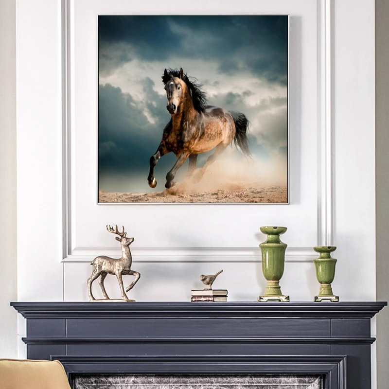 Moderne Dyr Plakater og Prints Væg Kunst, Lærred Maleri, der Kører Hesten Billede til stuen, boligindretning Cuadros Uden Ramme 4
