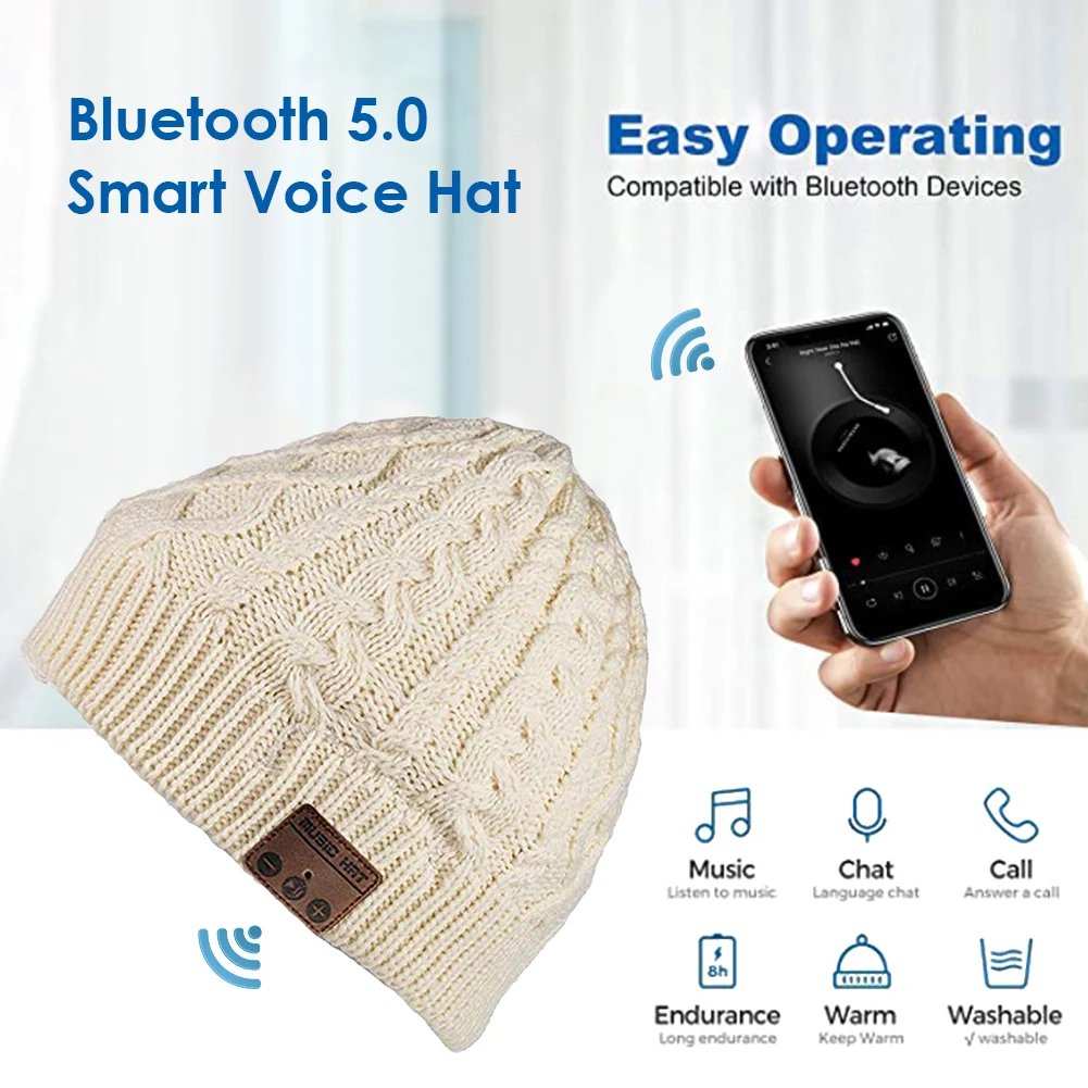 Trådløse Bluetooth Headset Strikkede Hat Øretelefon Speaker-Mic Musik Intercom Varm Sport Beanie 4