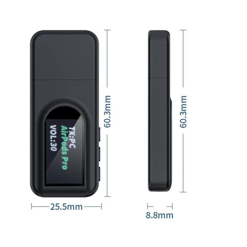 DISOUR Bluetooth-5.0 Audio Receiver Transmitter Med OLED-Skærm Til TV, PC bilsættet USB-3,5 MM AUX Stereo Trådløse Adapter Dongle 4