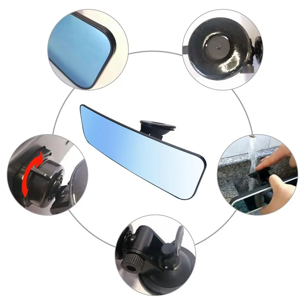 Anti-refleks Rear View Mirror, Universal Bil Lastbil Indvendigt bakspejl Anti Glare sugekop Blå Spejl 4