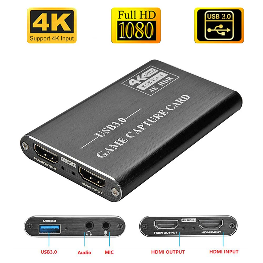 4K HDMI-Spil Video Capture-Kort USB3.0 1080P Grabber HDMI-Dongle Capture Kort for OBS Fange Spil Capture Kort Live Streaming 4