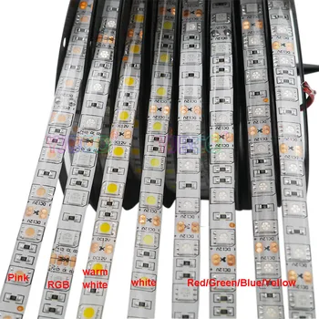 5M/masse 60LEDs/m DC12V 5050 SMD Hvid/Varm Hvid/Rød/Grøn/Gul/Blå/Pink/RGB/UV/RGBW/RGBWW Fleksibel Led Strip Light tape 0