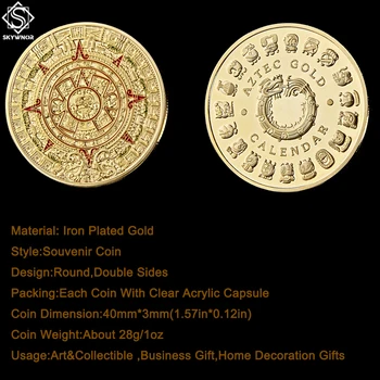 5PCS/Masse Mexico Forgyldt Kalender Azetc Guld Kultur Souvenir-Kopi Mønt Samleobjekter 15102