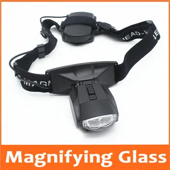 5pcs Plast Linser Iført briller type Hovedbøjle forstørrelsesglas Forstørrelsesglas Læsning Lup Juvel Reparation Belysning med LED-Lamper 4
