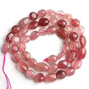 6-8mm Naturlig Jordbær Quartzs Sten Perler Uregelmæssige Løse Perler for Mode, Tilbehør, Smykker 15