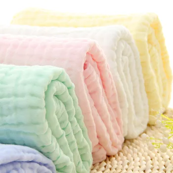6 Lag Solid Farve Baby Håndklæde Musselin Bomuld Håndklæder Neonatale Barn Absorbere Tæppe Swaddle Wrap Bdding 105 * 105 CM 1