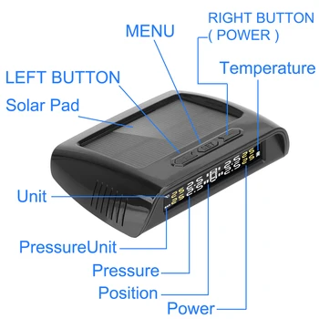 6 TPMS-Sensorer Bil Tire Pressure Monitoring System Dæk Diagnostiske Kit Værktøj USB-Sol-Afgift For lastbiler Trailere, campingvogne, Autocampere Auto 5