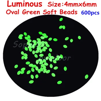 600pcs 4*6mm Oval Glød Bløde Fiskeri Perler LUMO Lysende æg form perler - Grøn farve Premium Kvalitet 1