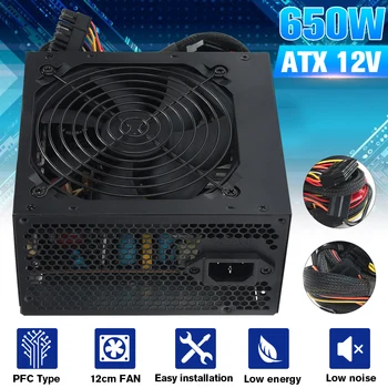 650W 220V PC Strømforsyning 12cm Hyfraulic Bearing Fan Computer Strømforsyning til Intel AMD-PC ATX 12V SLI PCI-E 24pin Gaming 2