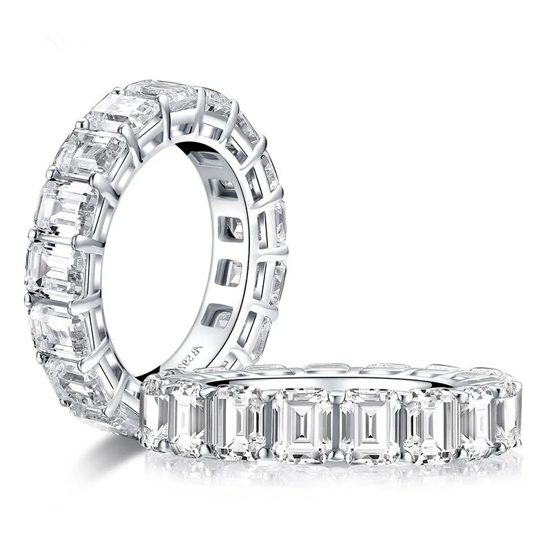 Radiant Cut 4*5 mm Lab-oprettet Diamant Ring bryllup forslag mærke skinner fine smykker 925 sterling sølv band 5