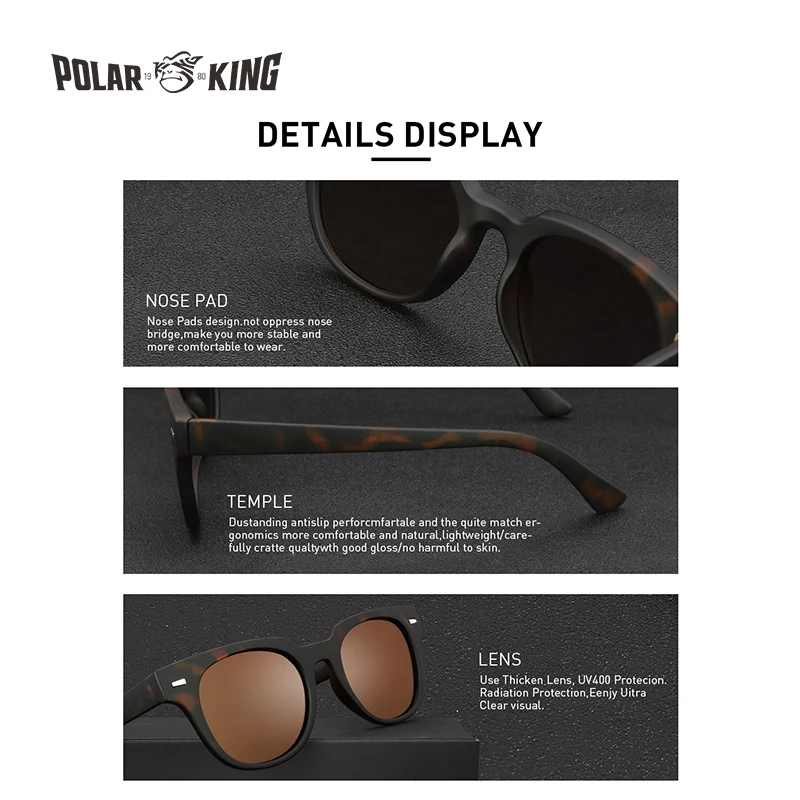 Polarking Vintage Oprindelige Design Solbriller Mænd Demi Gennemsigtig Stil Brillerne Høj Quailty Sol Briller Kørsel PL467 5